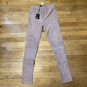 Venti6 Pants Leggings Women’s Small Stretch Lilac Italy NWT Faux Suede Ribbed